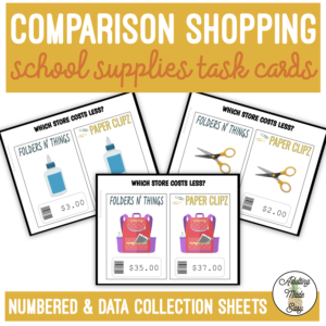 School Supplies Comparison Shopping Task Cards
