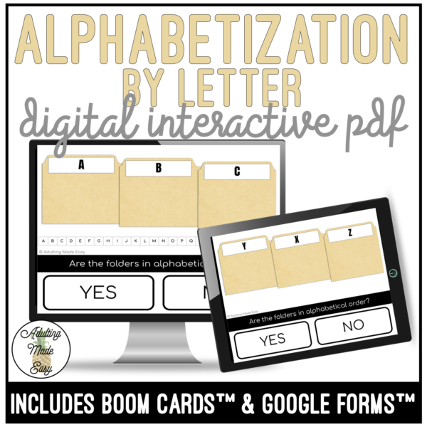 Alphabetization by Letter Digital Interactive Activity