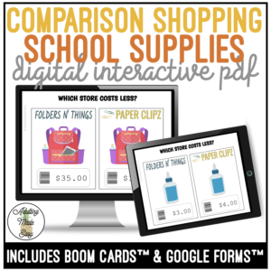 School Supplies Comparison Shopping Digital Interactive Activity