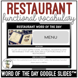 Restaurant Functional Vocabulary WORD OF THE DAY Google Slides