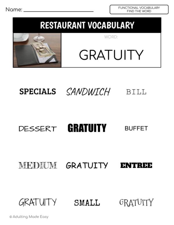 Restaurant Functional Vocabulary WORD OF THE DAY Google Slides