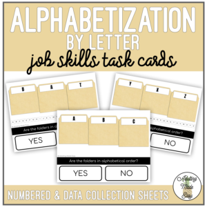 Alphabetization by Letter Task Cards