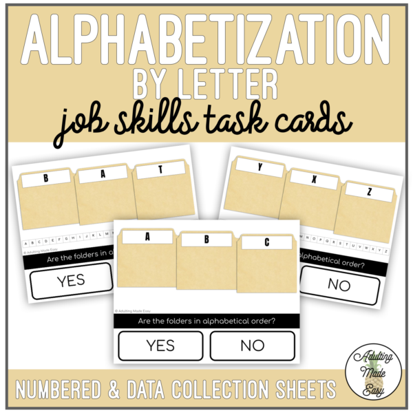 Alphabetization by Letter Task Cards