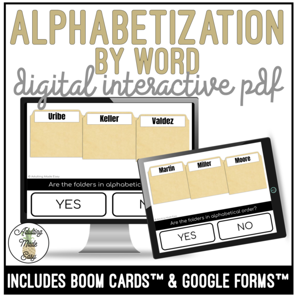 Alphabetization by Word Digital Interactive Activity