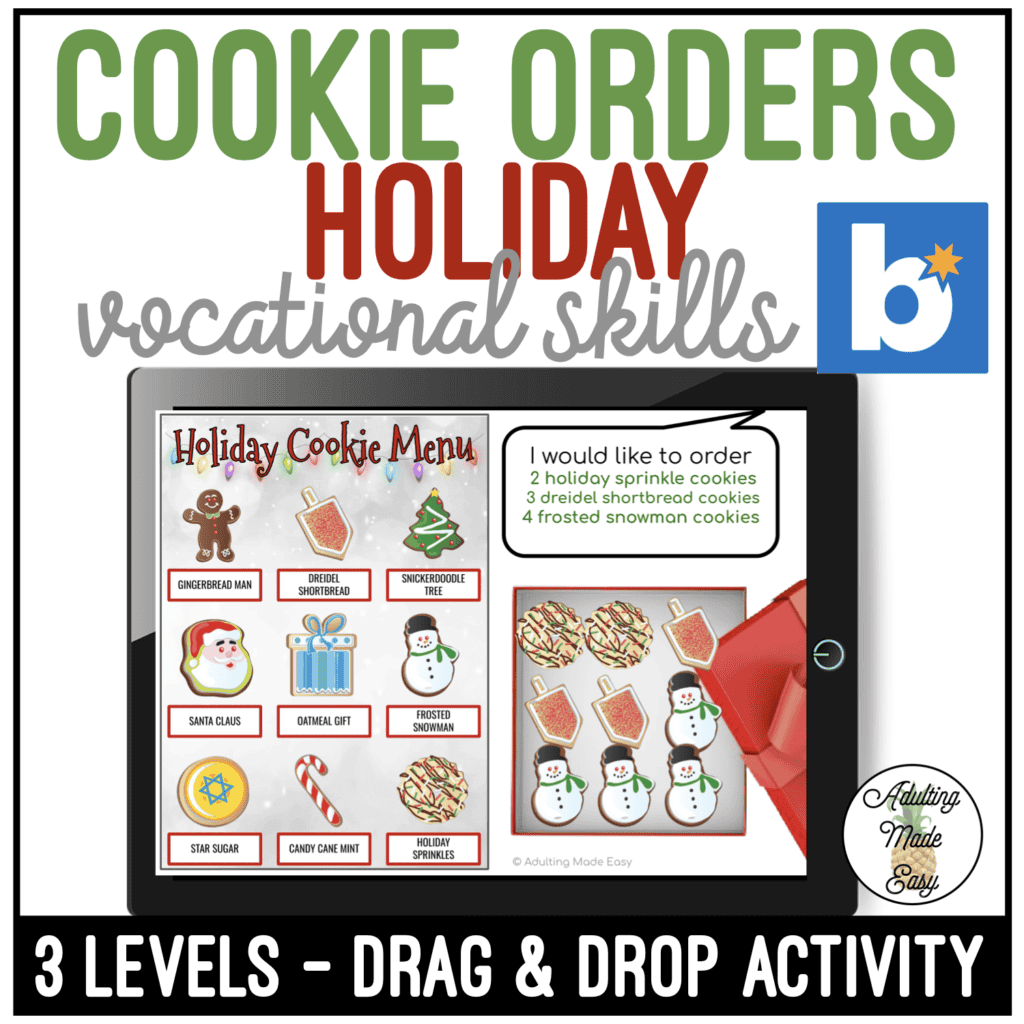 Holiday Cookie Orders Drag & Drop Boom Cards - Adulting Made Easy LLC