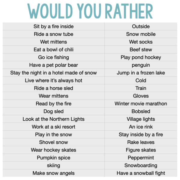 Would You Rather - Winter Activity - Image 3