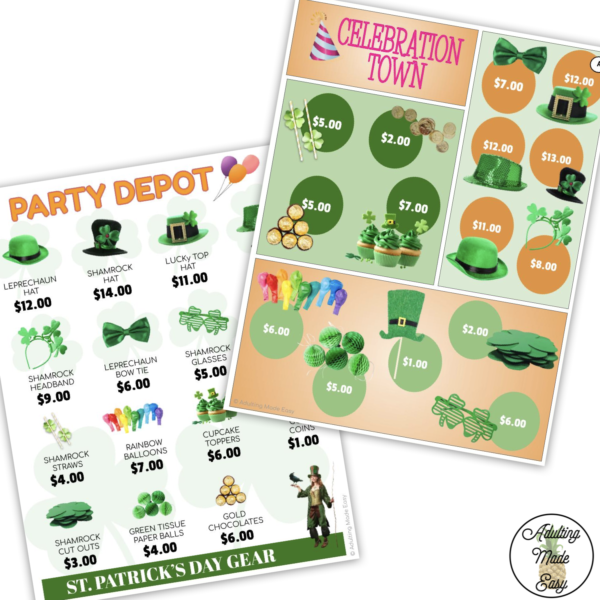St. Patrick's Party Store Ad Math Comparison Shopping Worksheets - Image 3