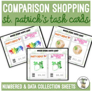 St. Patrick's Comparison Shopping Task Cards