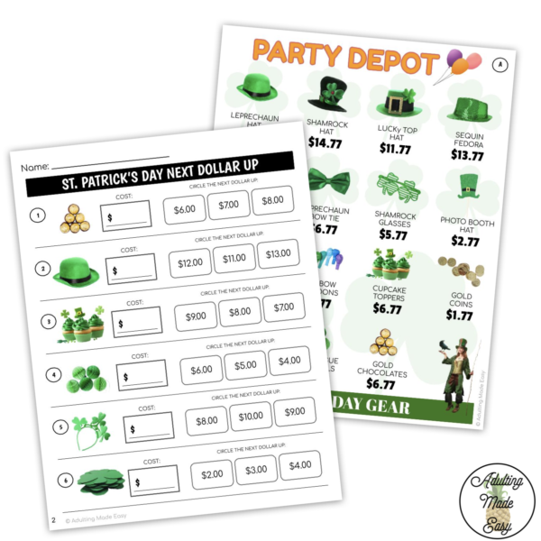 St. Patrick's Party Store Next Dollar Up Worksheets - Image 4