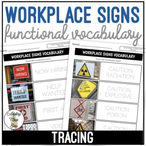 Workplace Signs Vocabulary TRACING Worksheets