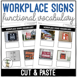 Workplace Signs Functional Vocabulary CUT AND PASTE Worksheets