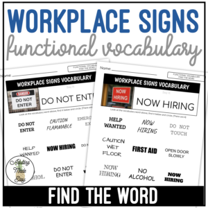 Workplace Signs Functional Vocabulary FIND THE WORD Worksheets
