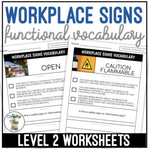 Workplace Signs Functional Vocabulary LEVEL 2 Worksheets