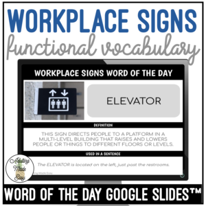 Workplace Signs Vocabulary WORD OF THE DAY Google Slides