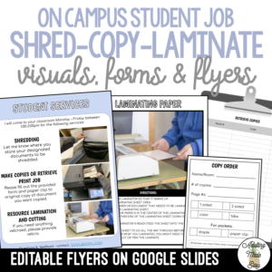 On Campus Student Job (Shred Copy Laminate) Materials