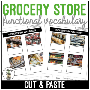 Grocery Store Functional Vocabulary CUT AND PASTE Worksheets