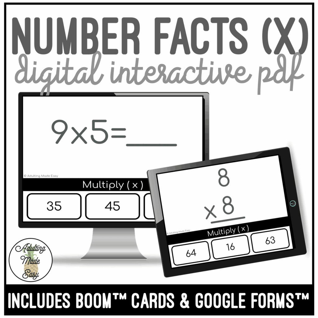Number Facts Multiplication Digital Task Cards - Adulting Made Easy LLC