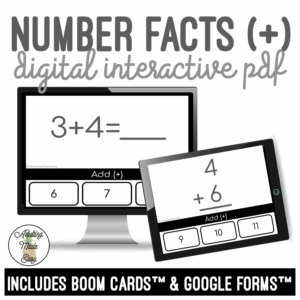 Number Facts Addition Digital Task Cards