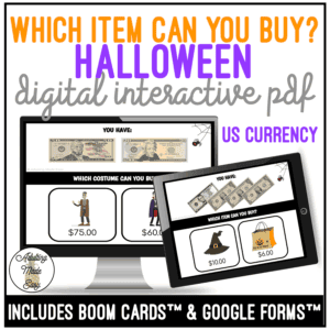 Halloween Which Item Can I Buy US Currency Digital Task Cards