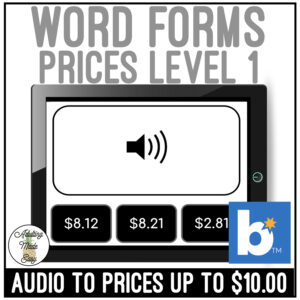 Word Forms Prices to Audio Level 1 Boom Cards
