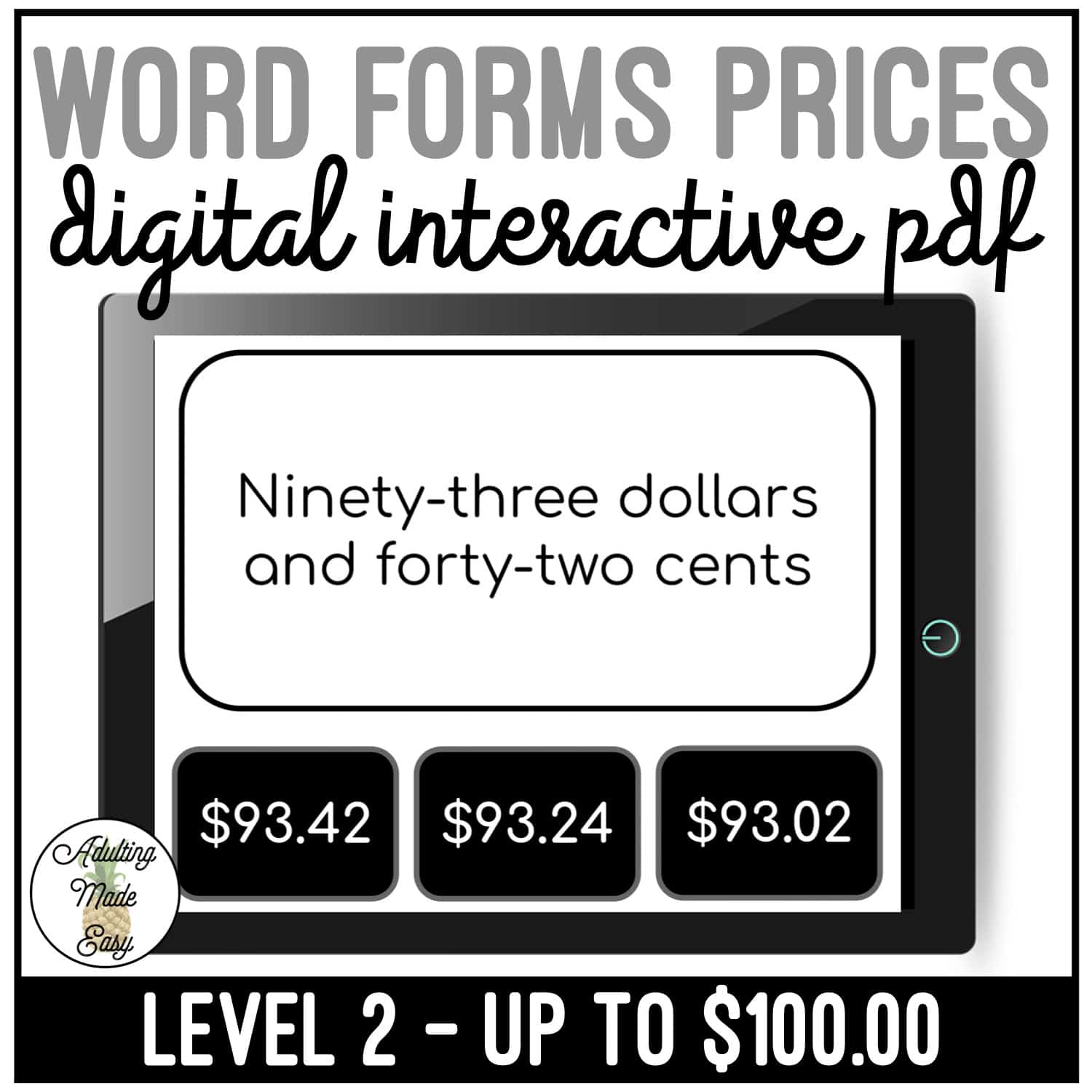 Word Forms Prices Digital Task Cards - Image 3