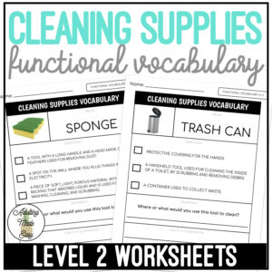 Cleaning Supplies Functional Vocabulary LEVEL 2 Worksheets