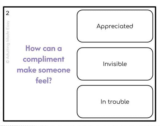 Giving Compliments Social Skills Task Cards