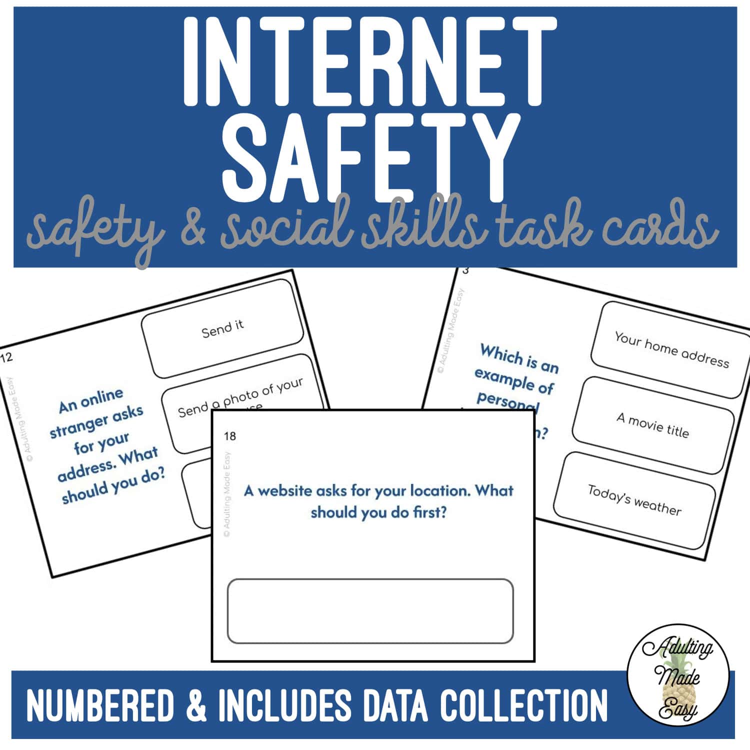 Internet Safety Social Skills Task Cards