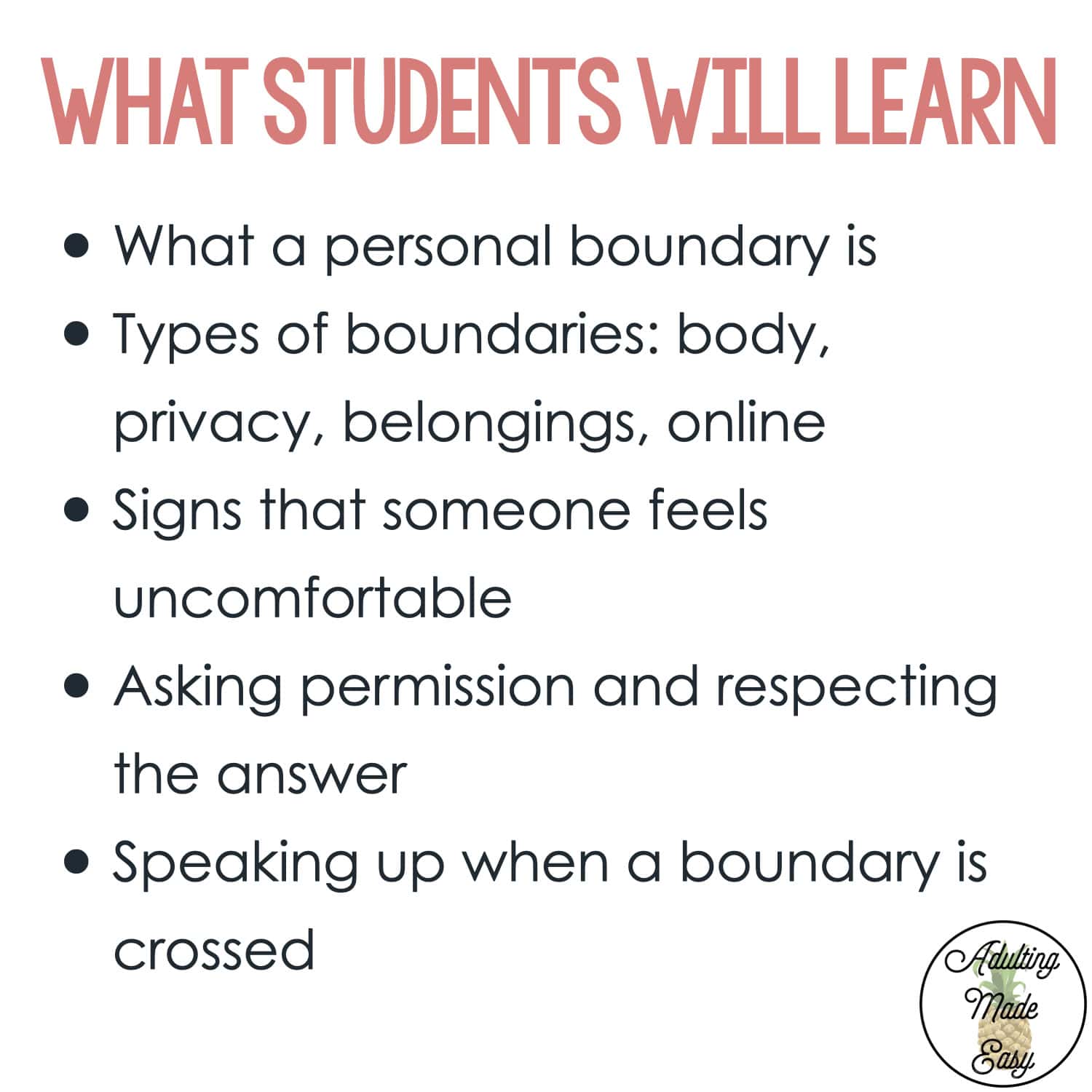 Teaching Personal Boundaries | Social Skills Lesson Slides
