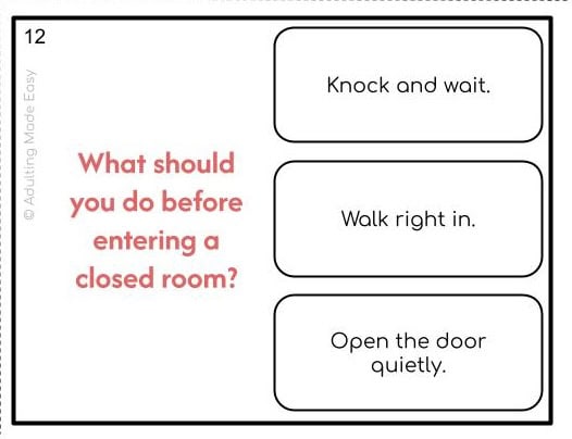 Personal Boundaries Social Skills Task Cards