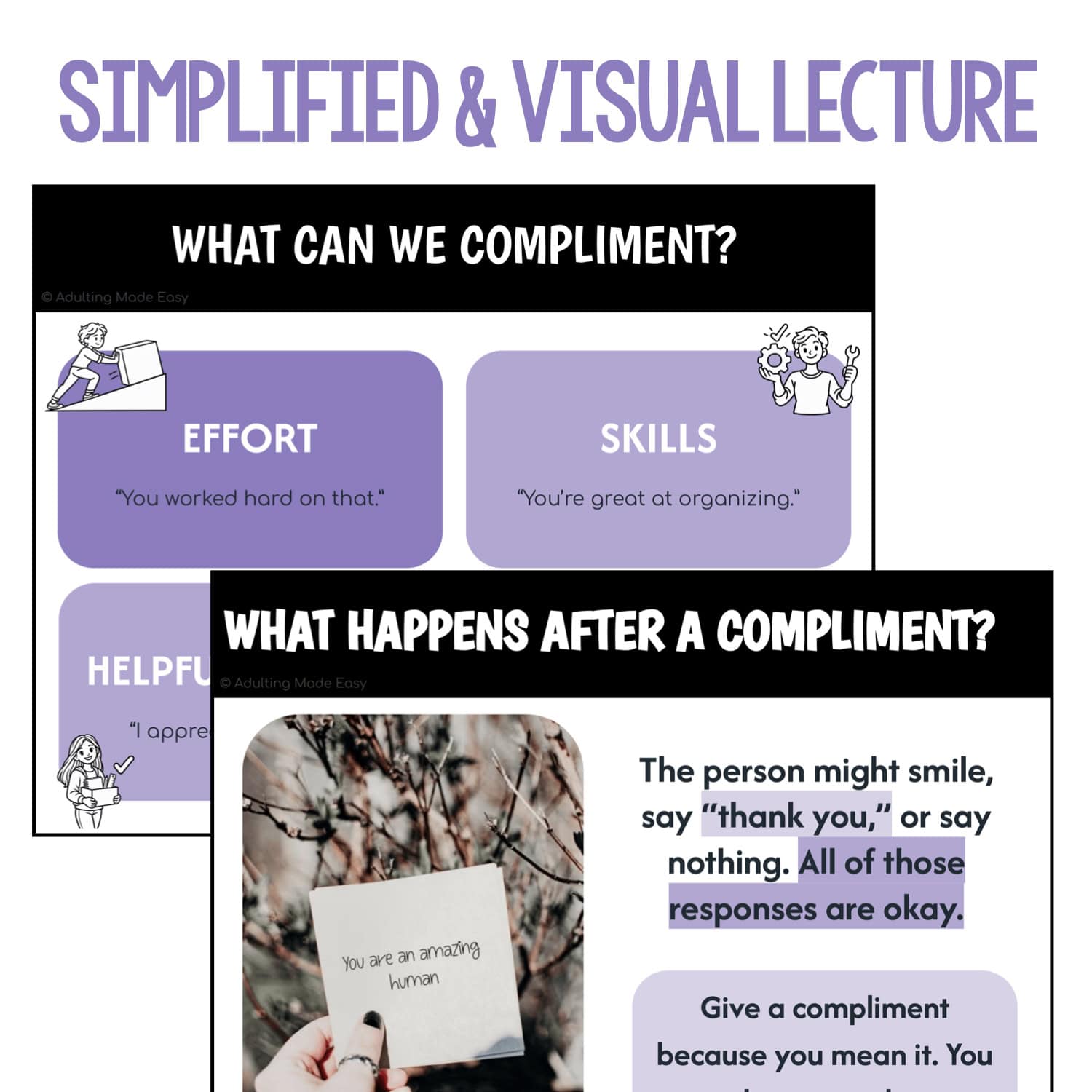 Teaching How to Give Compliments | Social Skills Lesson Slides