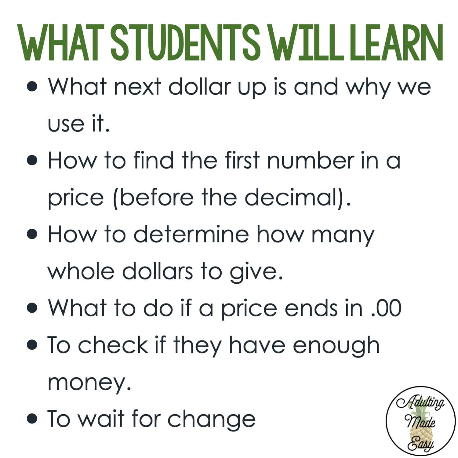 Teaching Next Dollar Up | Life Skills Lesson Slides