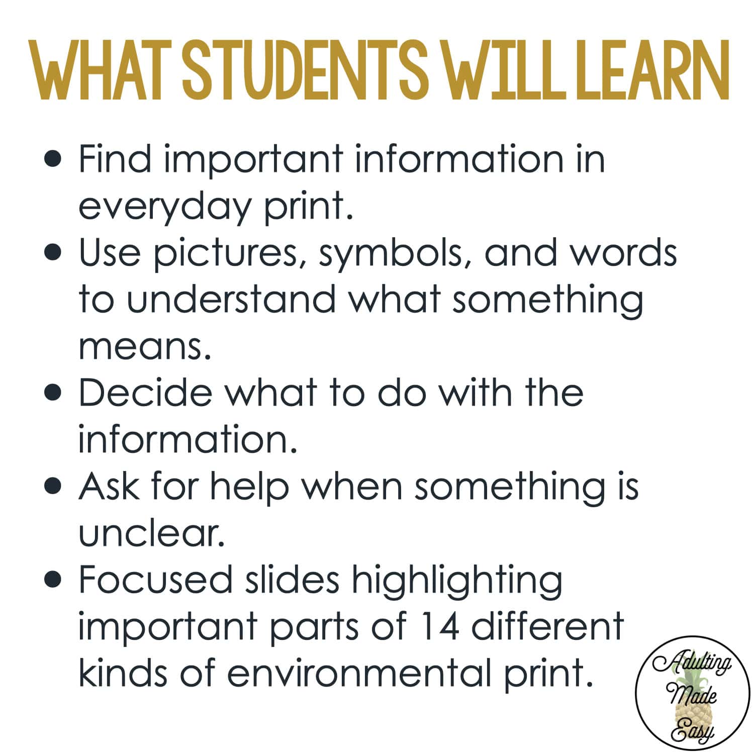 Teaching Functional Reading: Environmental Print | Life Skills Lesson Slides