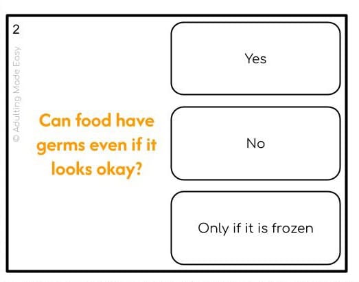 Food Safety Life Skills Task Cards