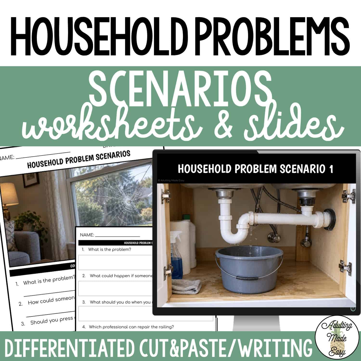 Household Problem Scenarios | Slides & Worksheets