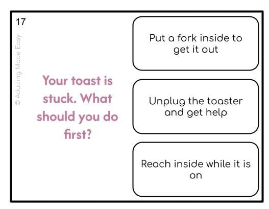 Kitchen Safety Life Skills Task Cards