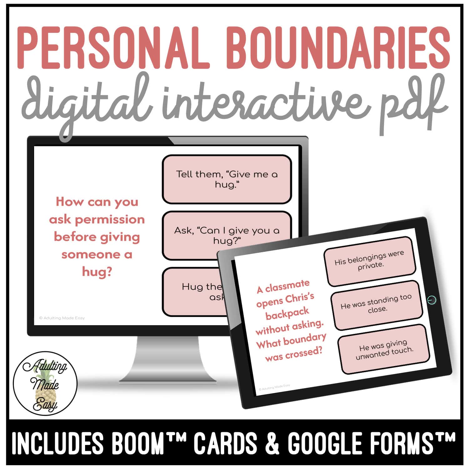 Personal Boundaries Digital Task Cards