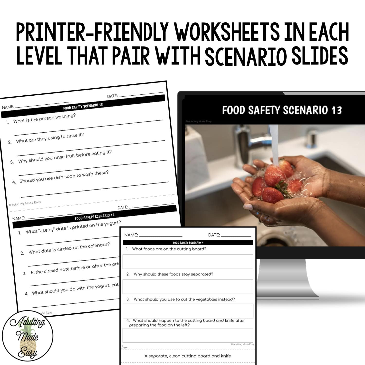 Food Safety Scenarios | Slides & Worksheets