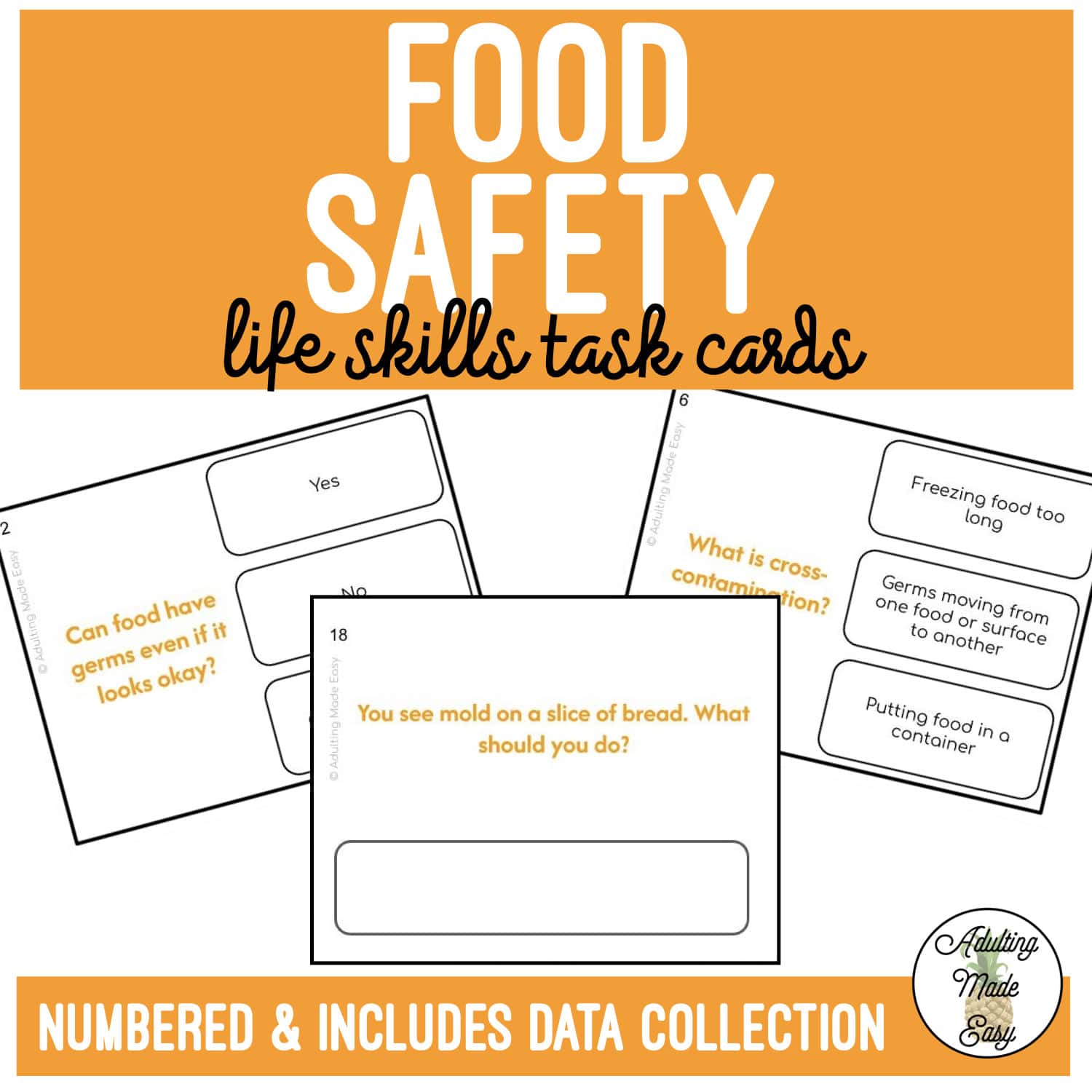 Food Safety Life Skills Task Cards