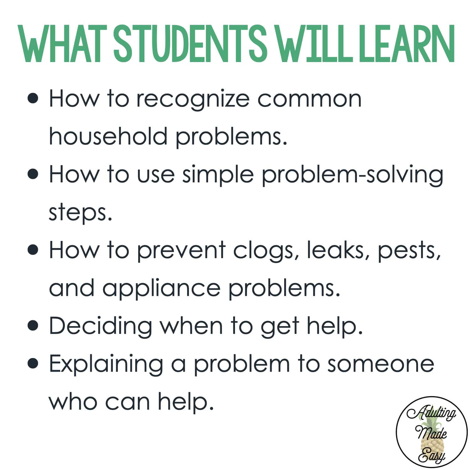 Teaching Household Problems | Safety & Life Skills Lesson Slides