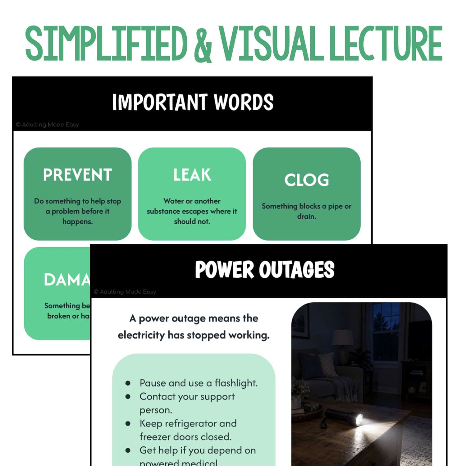 Teaching Household Problems | Safety & Life Skills Lesson Slides