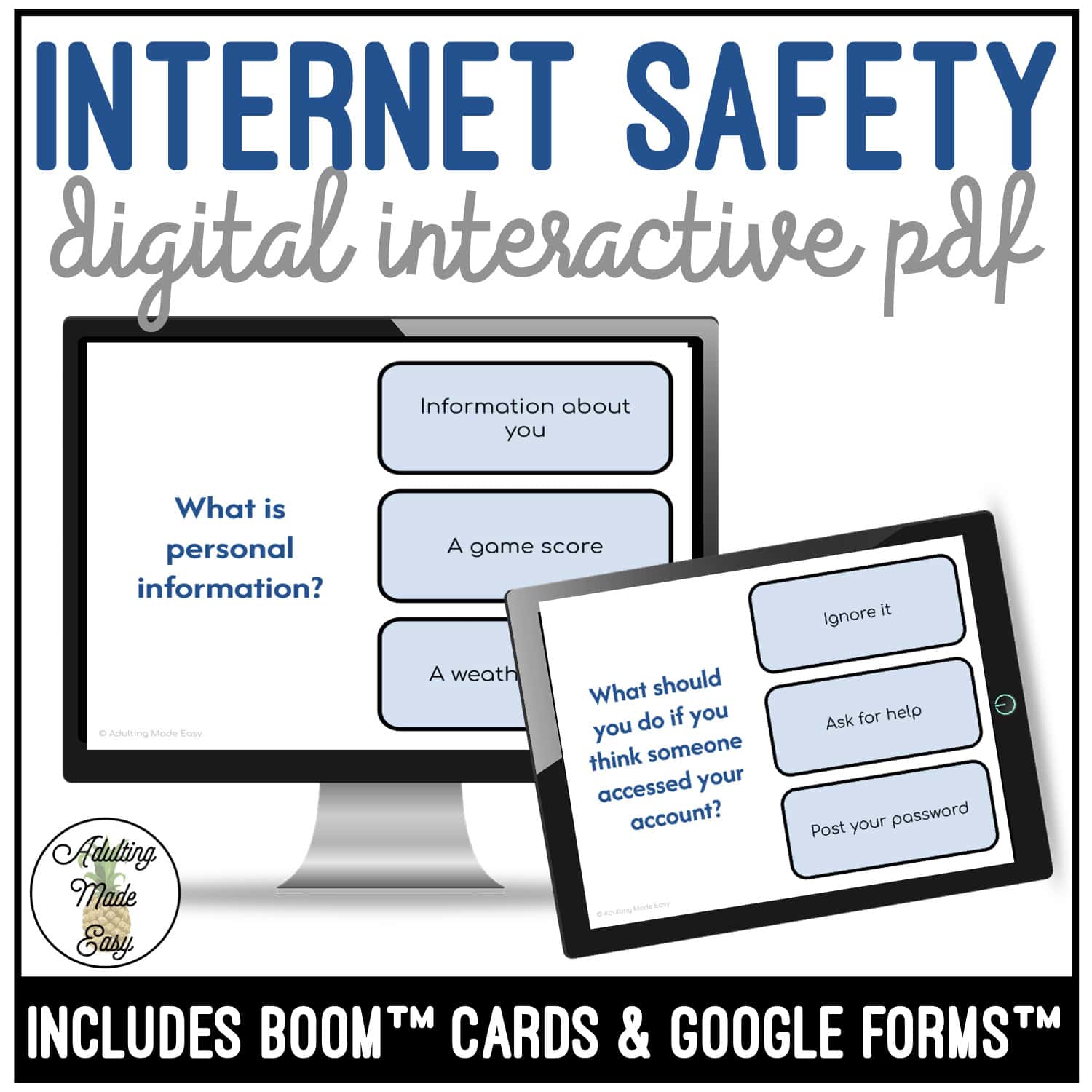 Internet Safety Digital Task Cards