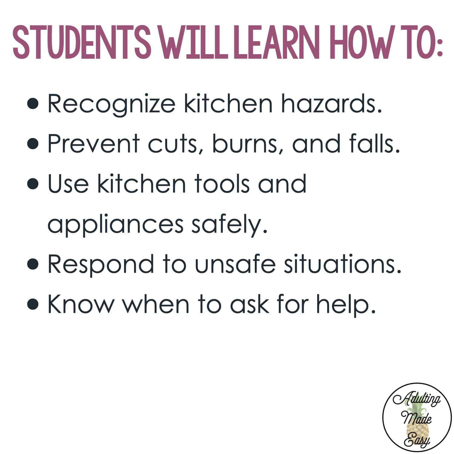 Teaching Kitchen Safety | Life Skills Lesson Slides